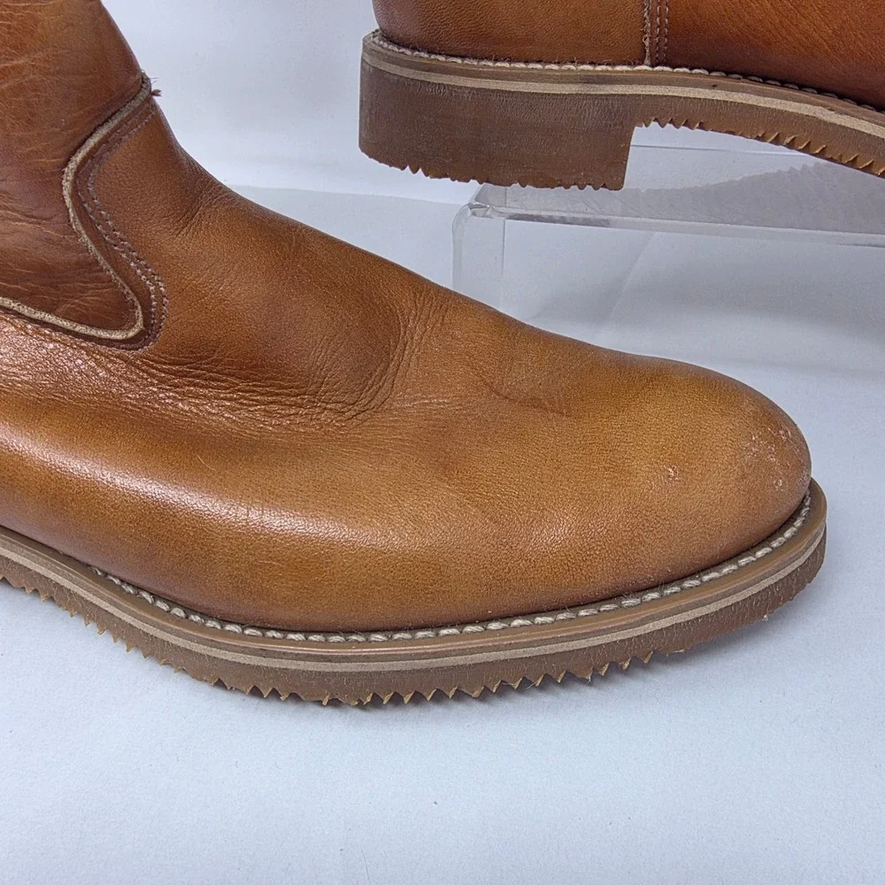 Dingo Leather Engineer Boots Mens 7.5 D Tan Brown Vibram Sole Vintage USA Good